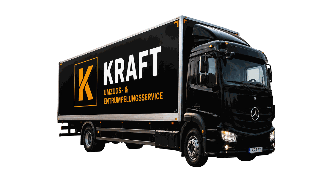 Schwarzer KRAFT-LKW mit Firmenlogo